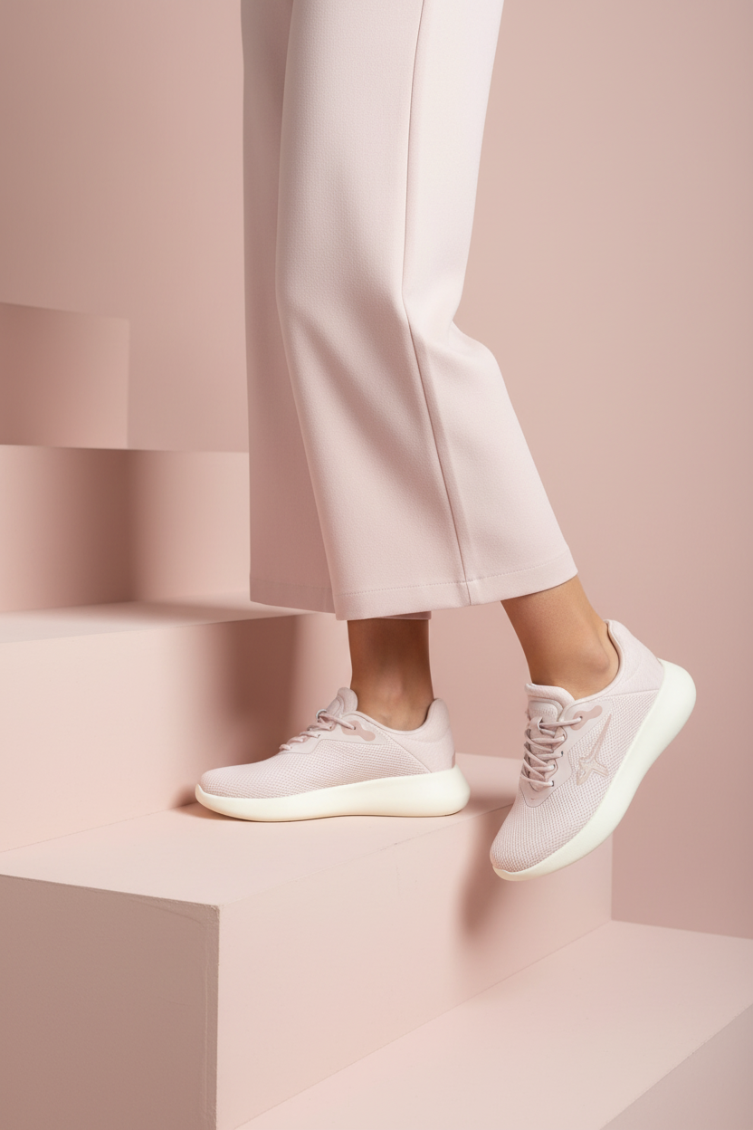 Sneaker elastica in tessuto traspirante rosa 2