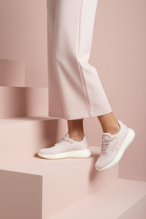 Sneaker elastica in tessuto traspirante rosa - 2